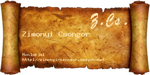 Zimonyi Csongor névjegykártya